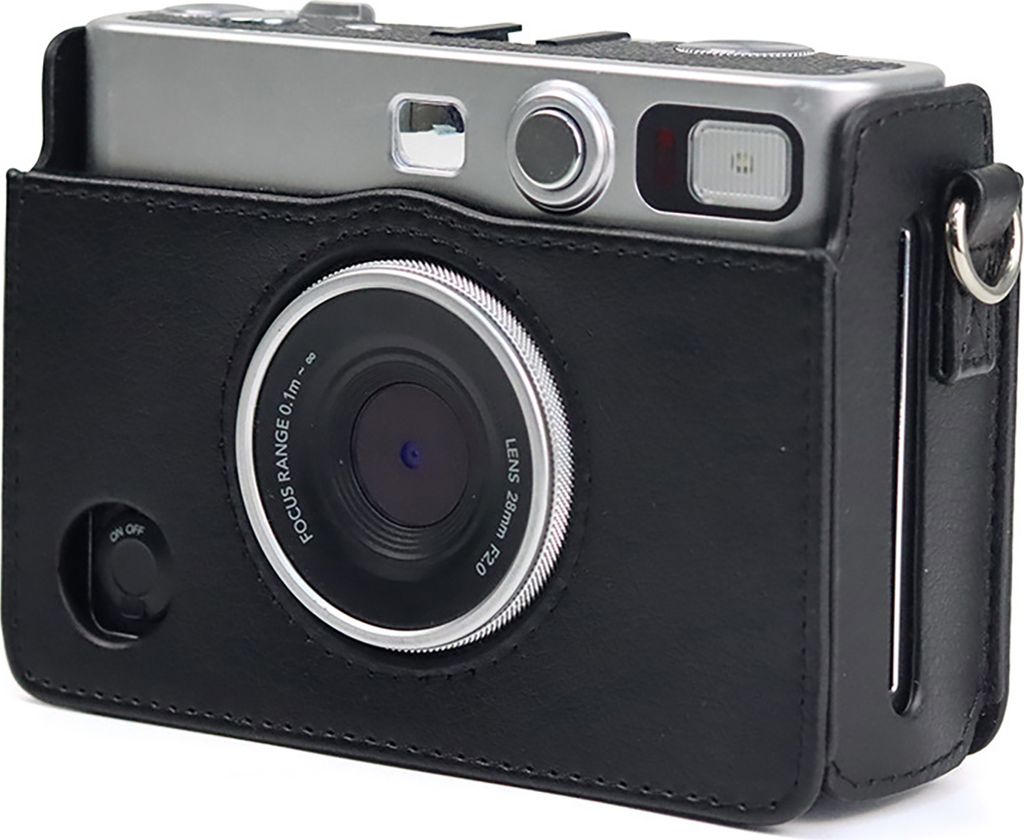 Kamera Schutzhülle Staubdicht, schockdes tragbares Digitalkamera Faux Leder Vintage Speicher für Instax Mini Evo-Schwarz