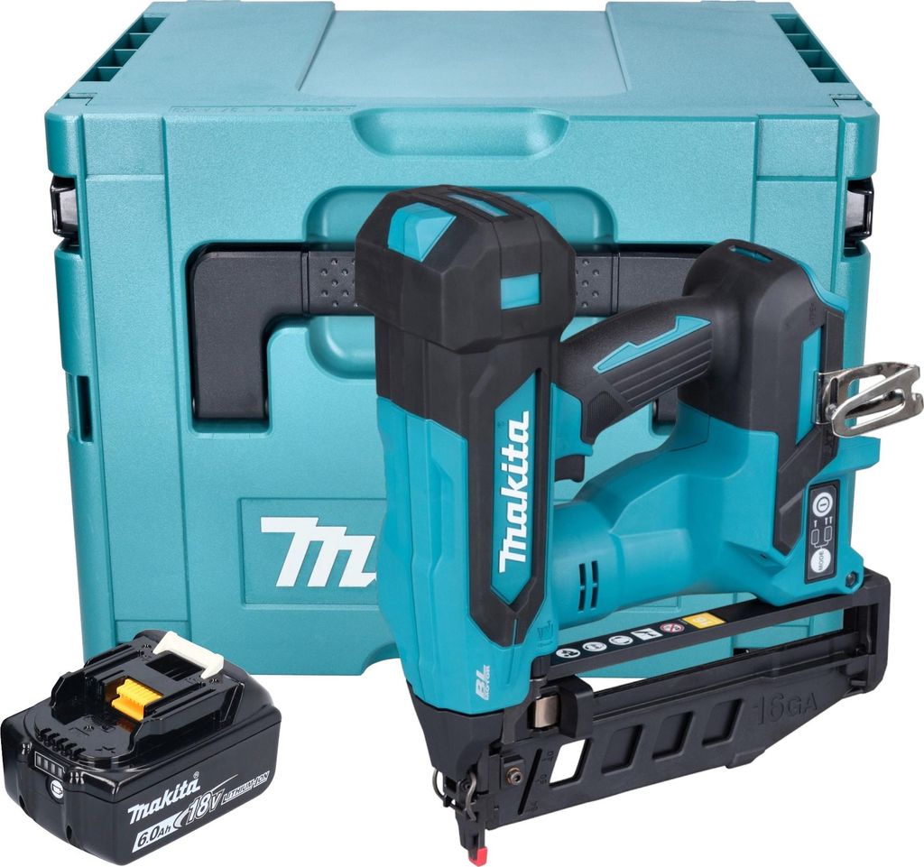 Makita DBN 601 G1J Akku Nagler 18 V 19 - 64 mm Brushless + 1x Akku 6,0 Ah + Makpac - ohne Ladegerät