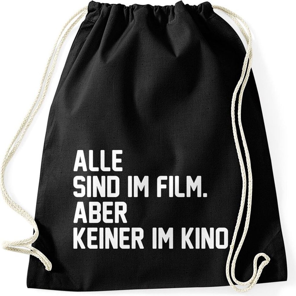 Turnbeutel mit Spruch Alle sind im Film. Aber keiner im Kino lustiger Turnbeutel Moonworks schwarz unisize