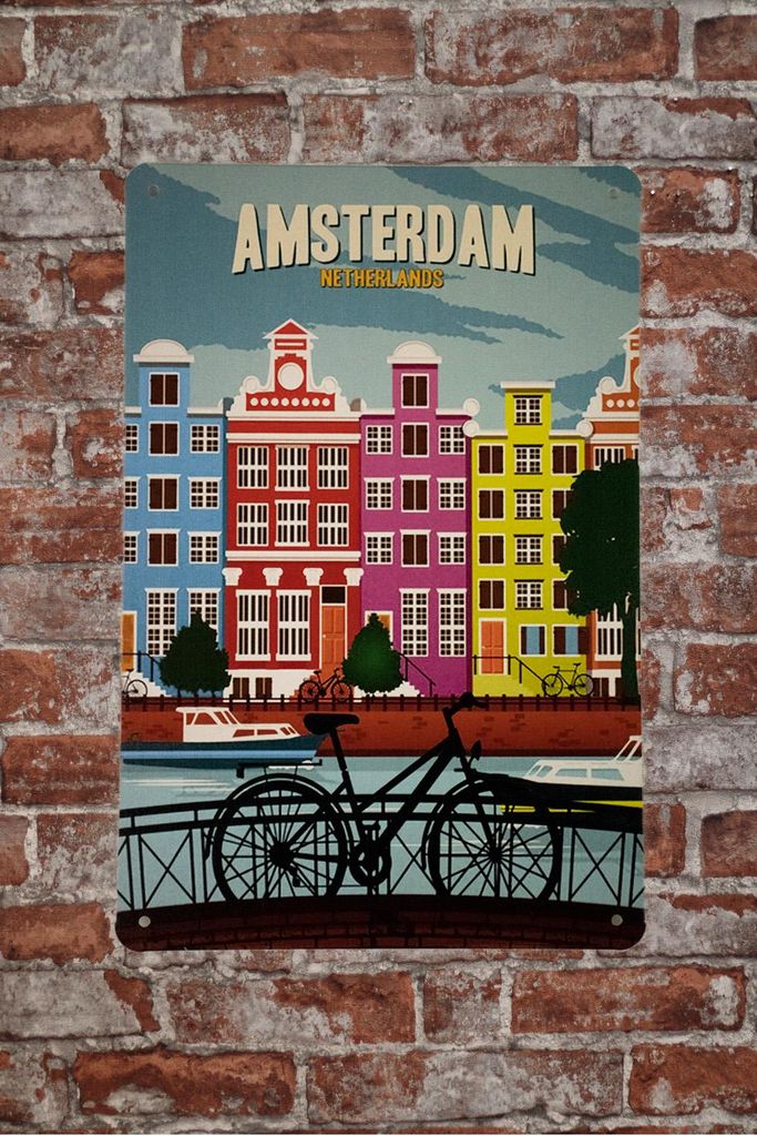 Amsterdam Blechschild - Metallschild - Vintage blechschild - Metall poster - Retro blechschild.
