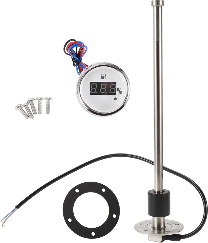 1 Set Kraftstoffstandsensor mit Kraftstoffanzeige Boot-Kraftstoff-Sendeeinheit Marine-Kraftstoff-Sendeeinheit Metall Silberton Weiß 0-190 Ohm 318mm