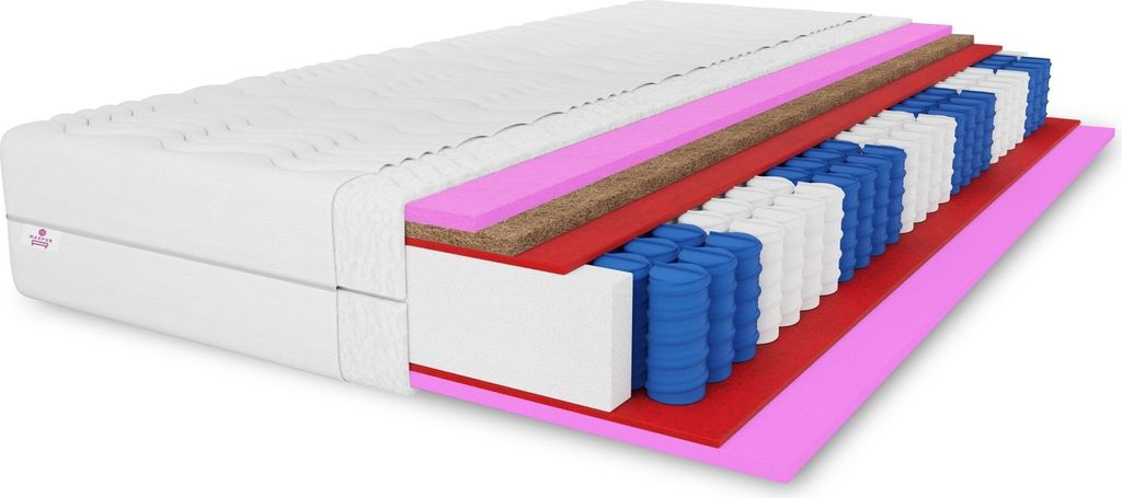 7 ZONEN Kokos-Taschenfederkernmatratze Folyeso, 180x200 cm, Matratze Höhe ca. 26 cm, Härtegrad H3/H4, Farbe: Weiß, inkl. Bezug