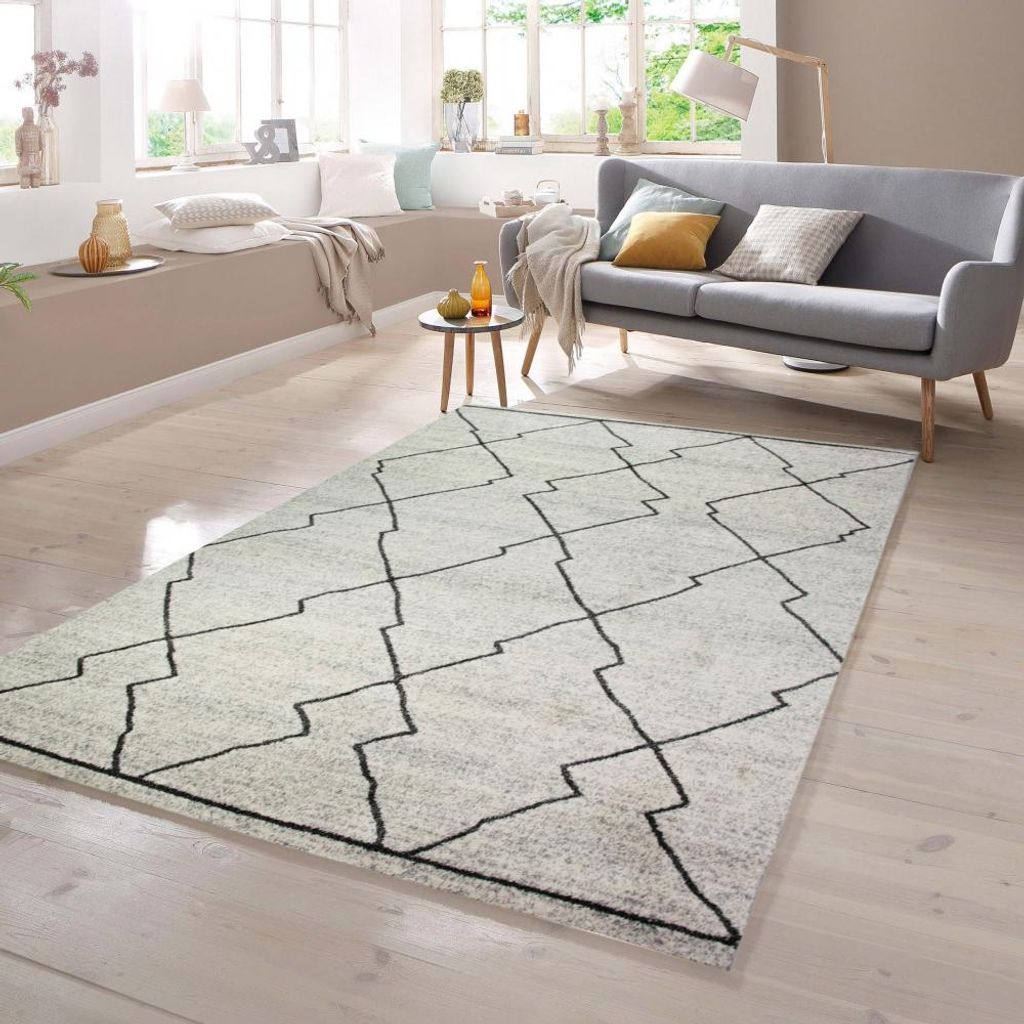 Teppich in Creme Grau Größe - 80 x 150 cm