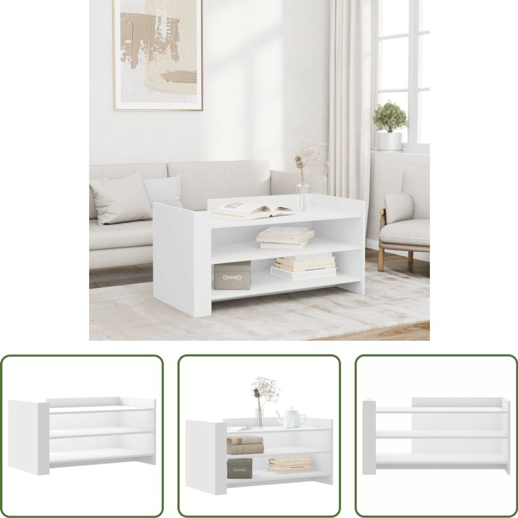 The Living Store Couchtisch Weiß 100x50x50 cm Holzwerkstoff