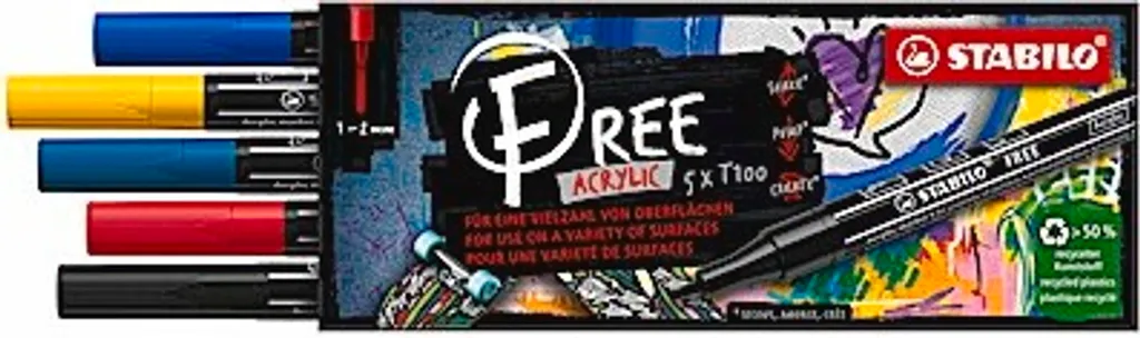 Marqueur acrylique STABILO FREE T100 Royal pointe 1-2mm haute couvrance