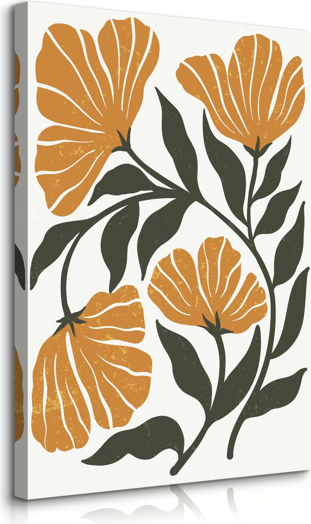 Muralo Leinwandbild Canvas tropische BLUMEN Blätter Abstraktion Wandbild Boho Br. 40cm x Hö. 60cm