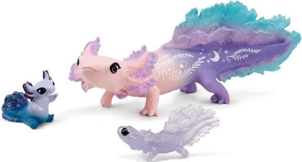 Marine Tierfiguren Set, Axolotl Salamander, 3 Schleich Spielzeuge mit Mutter und Baby Axolotl, BAYALA 42628
