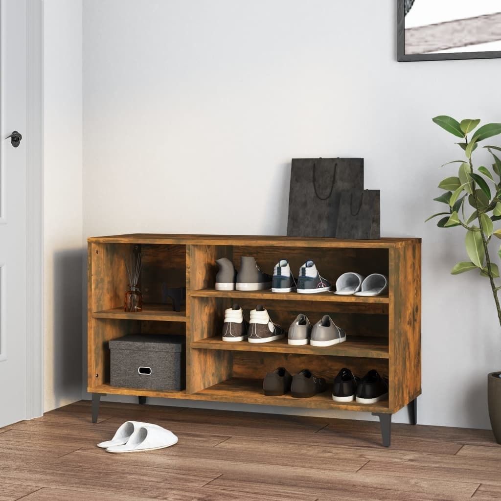 The Living Store Schuhregal Räuchereiche 102x36x60 cm Holzwerkstoff