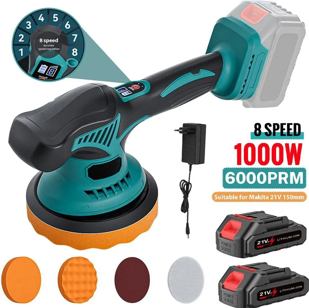 Lucidatrice Auto Braun Batteria 18V 1000W | Ceratura Facile con 2 Batterie