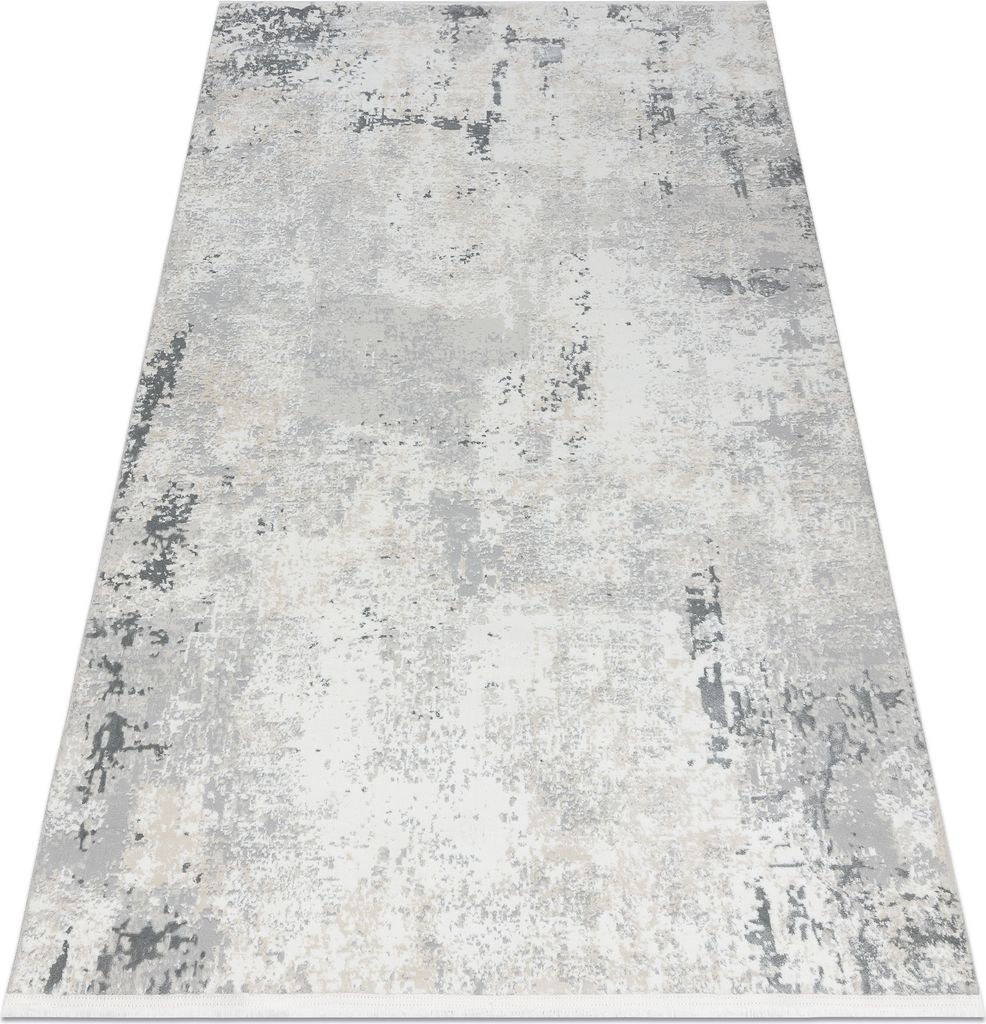 Moderner Teppich DUKE 51378 creme / grau - Beton, Stein strukturiert, sehr weich, Fransen Grau 200x290 cm