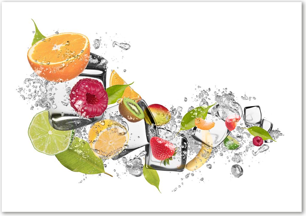 Tulup Glas-Bild - 100 x 70 - Wandbild aus Glas - Wandkunst - Wandbild hinter gehärtetem Sicherheitsglas - Essen & Getränke - Frucht Eis - Mehrf...