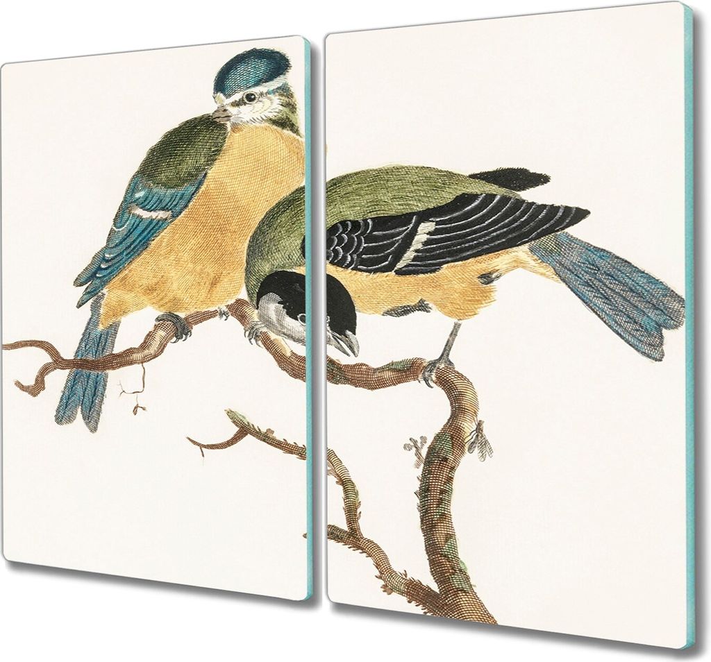 Coloray Hackbrett Kochplattenabdeckung Herdabdeckplatte 2x30x52 cm Schneidebrett Küchenbrett - Tiere Vögel