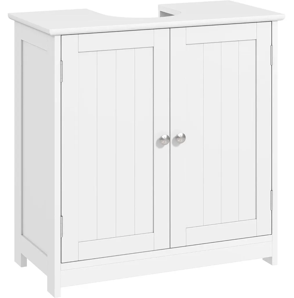 Meuble de salle de bains sous-lavabo 2 portes blanc en bois 60x30x60 cm