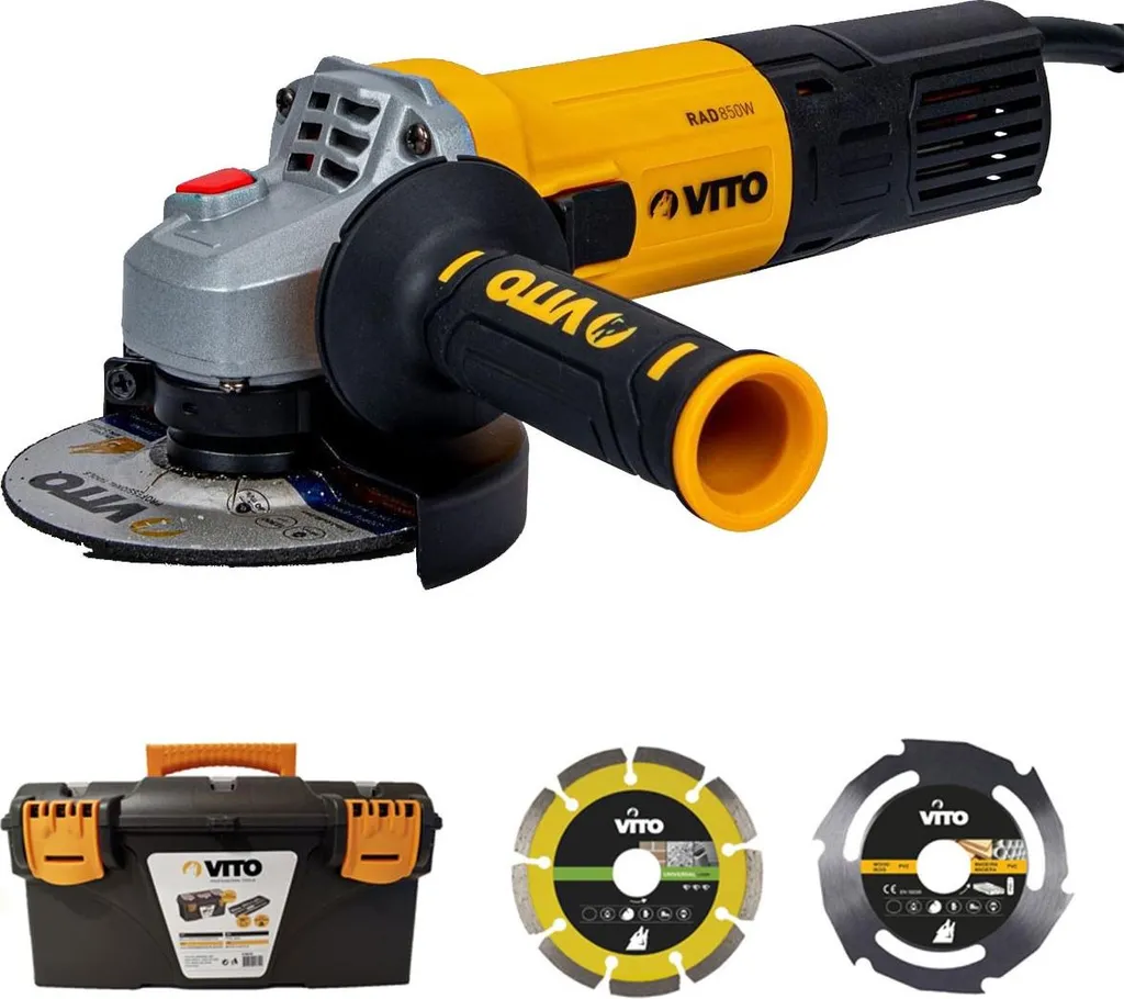 Smerigliatrice VITO 850W 115mm + Kit Dischi e Valigetta | Offerta Professionale