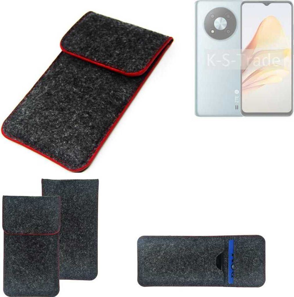 K-S-Trade Handy Schutz Hülle kompatibel mit ZTE Voyage A41 5G Schutzhülle Handyhülle Filztasche Pouch Tasche Case Sleeve Filzhülle dunkelgrau