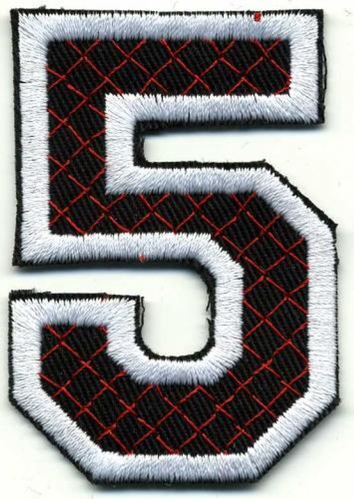 Aufnäher Patches - Zahl 5 - Gr. ca. 6cm x 4cm - 21763 schwarz-weiß