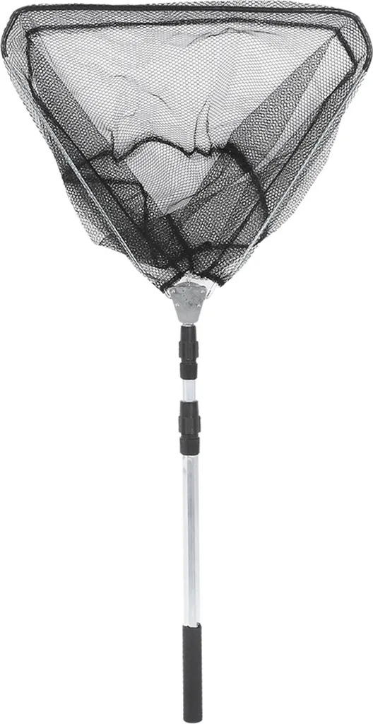 Épuisette télescopique 5m durable : filet pliant triangulaire haute résistance