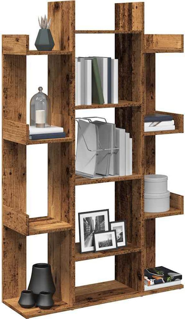 "2026 Promotion" Bücherregal - Standregal - Aktenregal - Altholz-Optik 86x25,5x140 cm - Holzwerkstoff - Wohnzimmerschrank CC31702