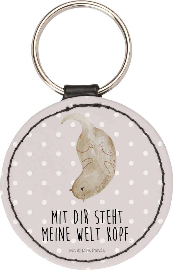 Mr. & Mrs. Panda Anhänger Otter Kopfüber - Grau Pastell - Geschenk, Seeotter, Schlüsselanhänger, motiv, Niedlich, schlüsselbund, schlüsselrin...