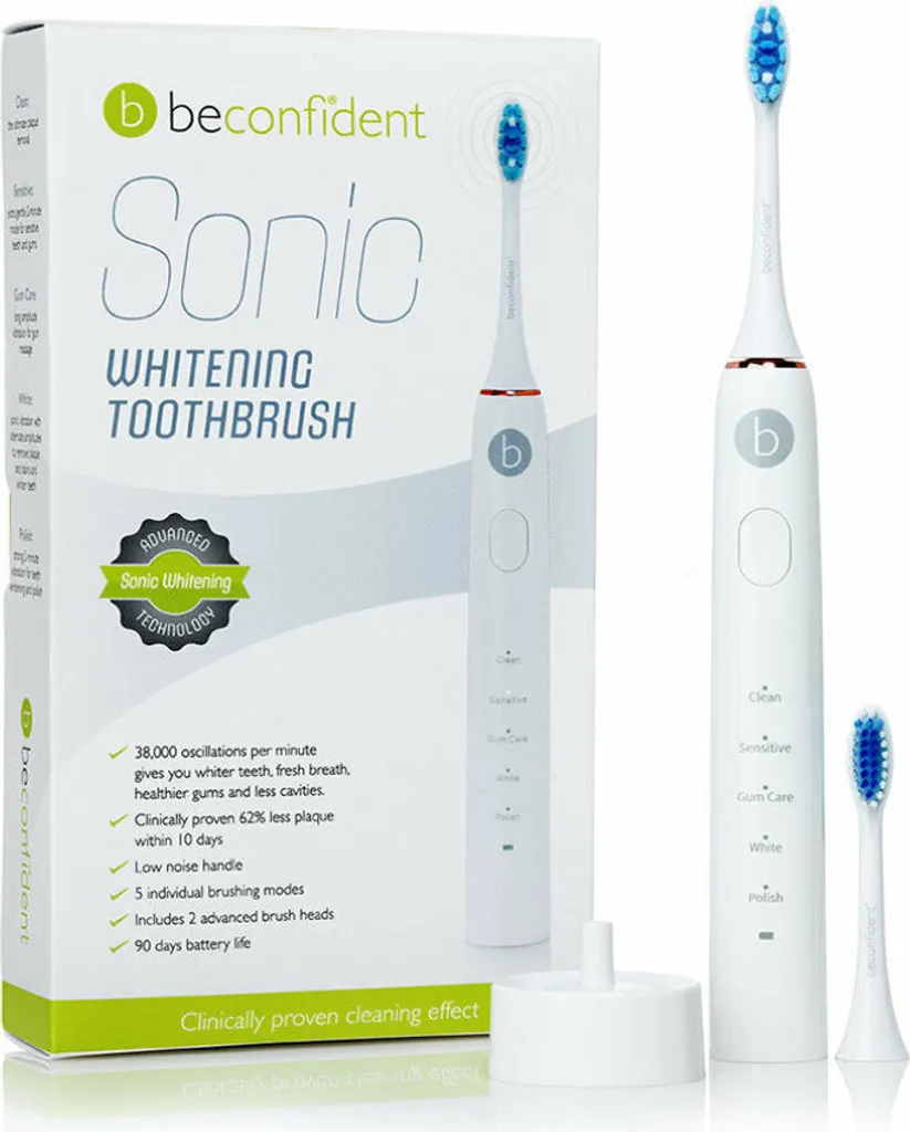 Beconfident Spazzolino elettrico sbiancante bianco oro rosa