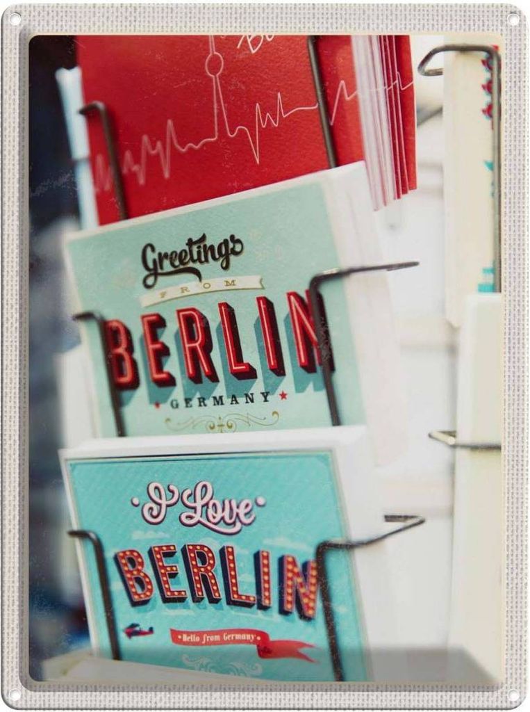 vianmo Blechschild 40x30 cm Berlin Deutschland Postkarte Bildmotiv Reisemotiv Abenteuer Reisen Urlaub