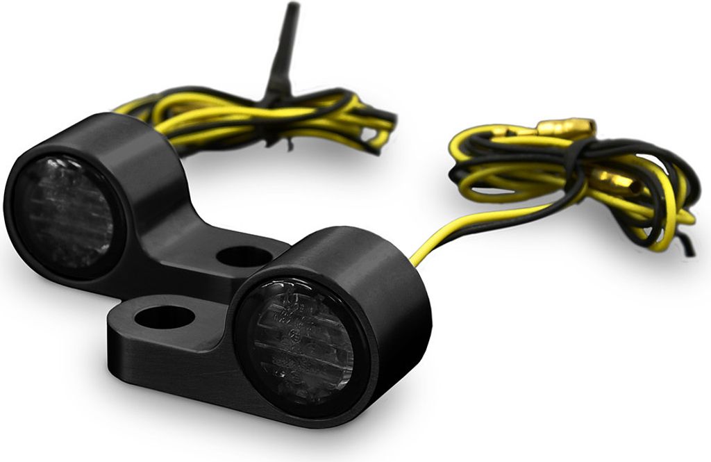 LED-Blinker getönt mit Alugehäuse für Lenkerarmaturen schwarz Typ4