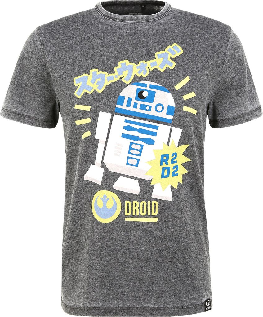 Recovered T-Shirt Star Wars R2D2 mit coolem R2D2-Print dunkelgrau S