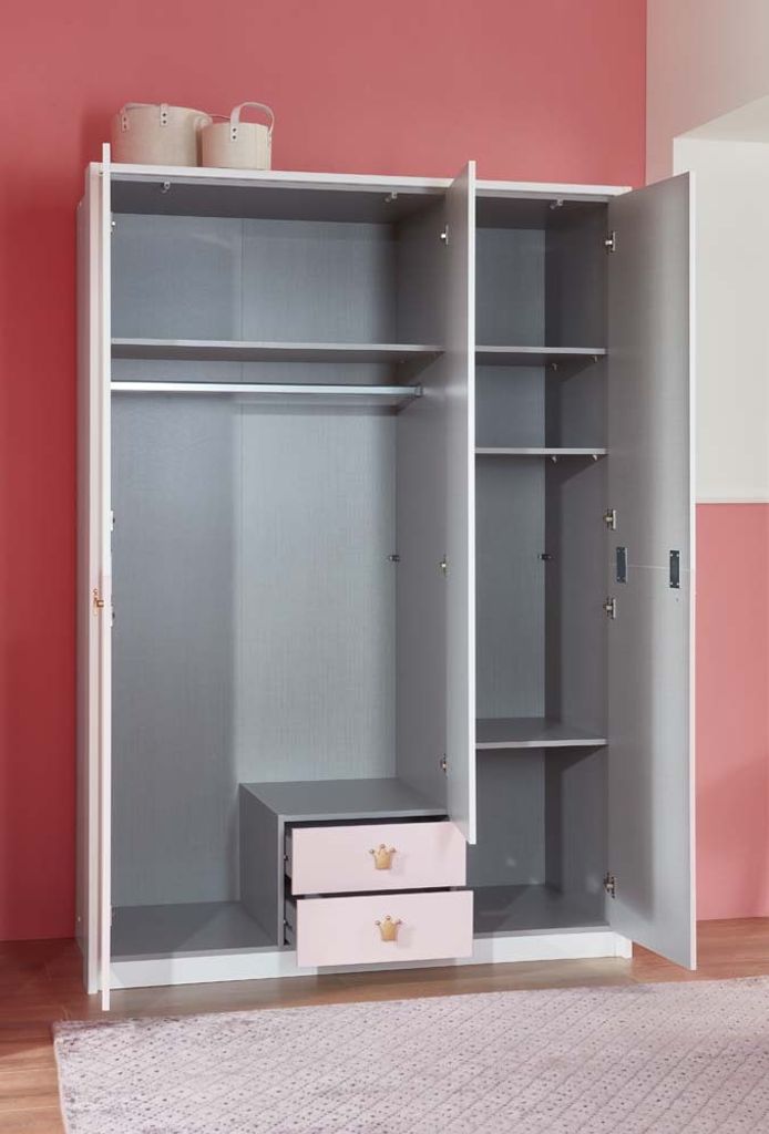 Cindy2 Šatní skříň třídveřová se zrcadlem Bílá / Rose Obrázek produktu 4