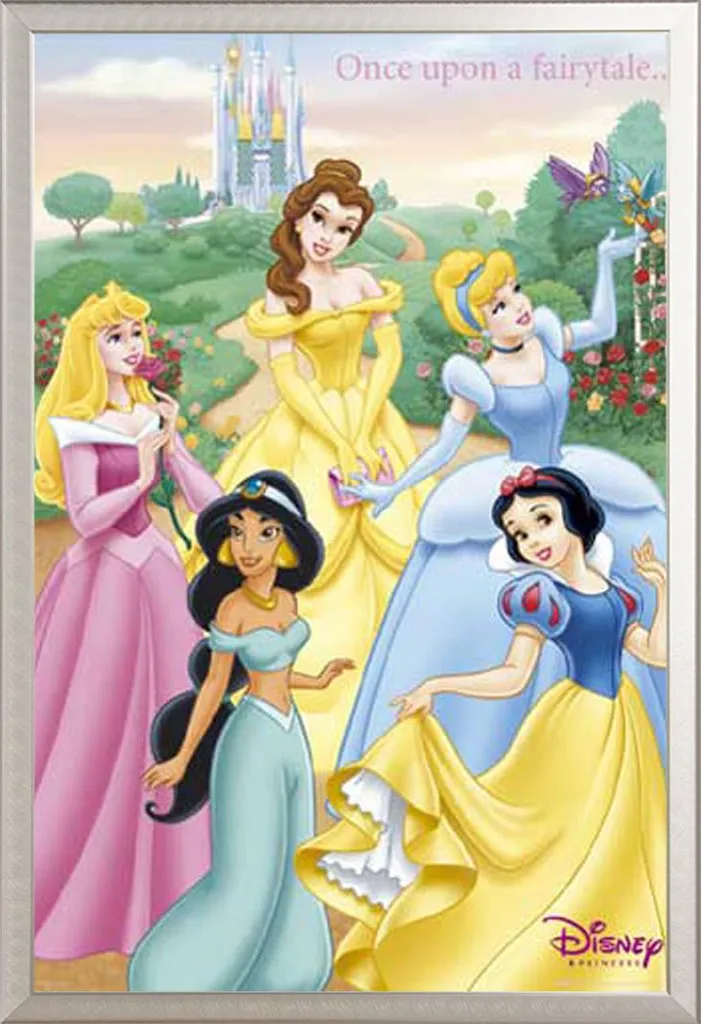 Décoration chambre enfant avec ce poster Disney Princess et son cadre