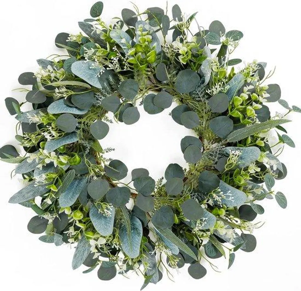 Grande couronne eucalyptus 55 cm de diamètre - Feuillage réaliste été