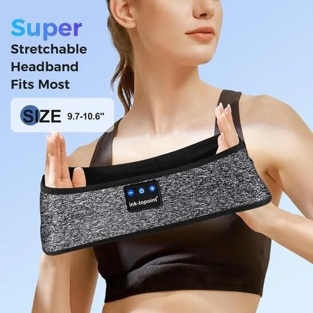 Masque de sommeil Bluetooth Gris avec écouteurs HD ultra-plats intégrés - 2
