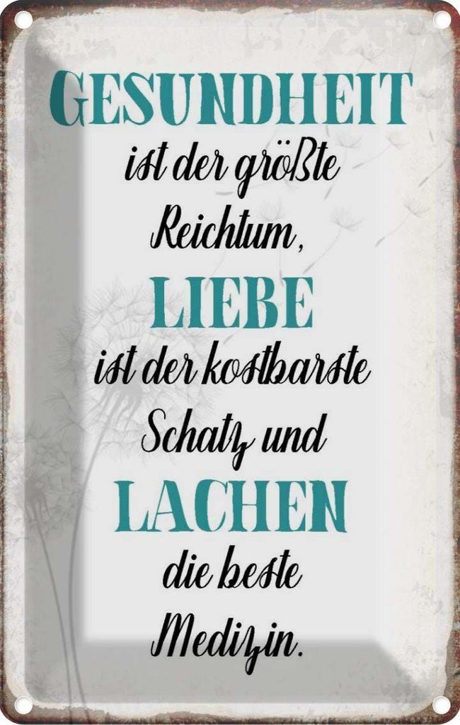 vianmo Blechschild 18x12 cm Gesundheit Liebe Lachen Medizin Spruch Zitat