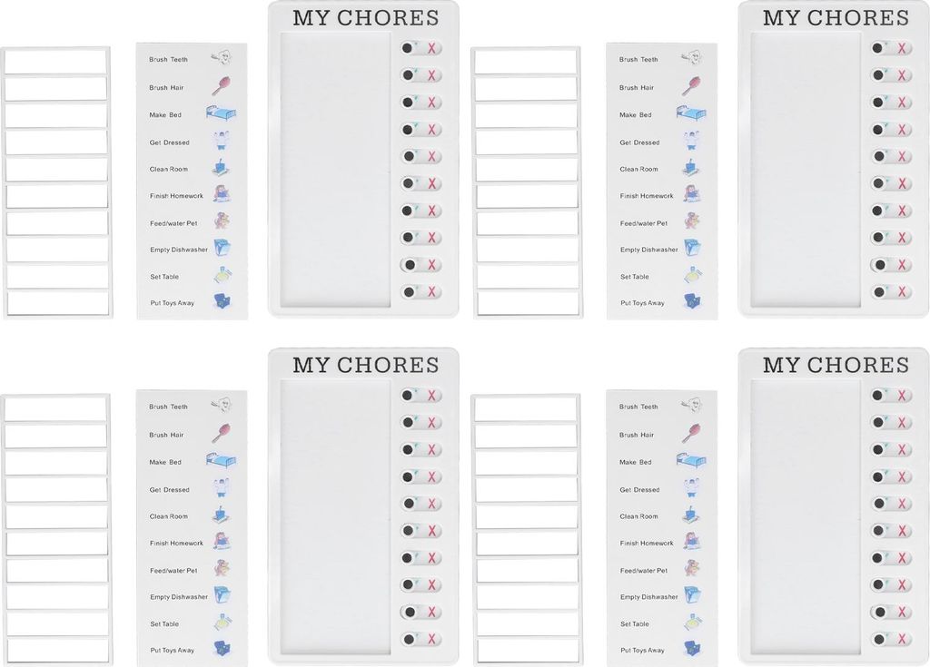 MYCHORES 4-teiliges Checklisten-Board für DIY-Produktion, recycelbar, tragbar, abnehmbare Tabelle für Nachrichten, Reisepläne