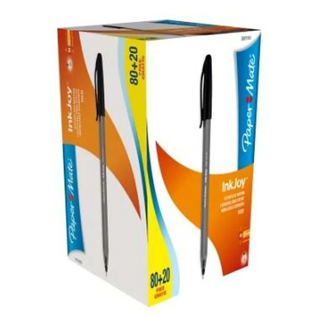 Stylo à bille Paper Mate InkJoy 100 Capuchon Pointe Moyenne Lot 80+20