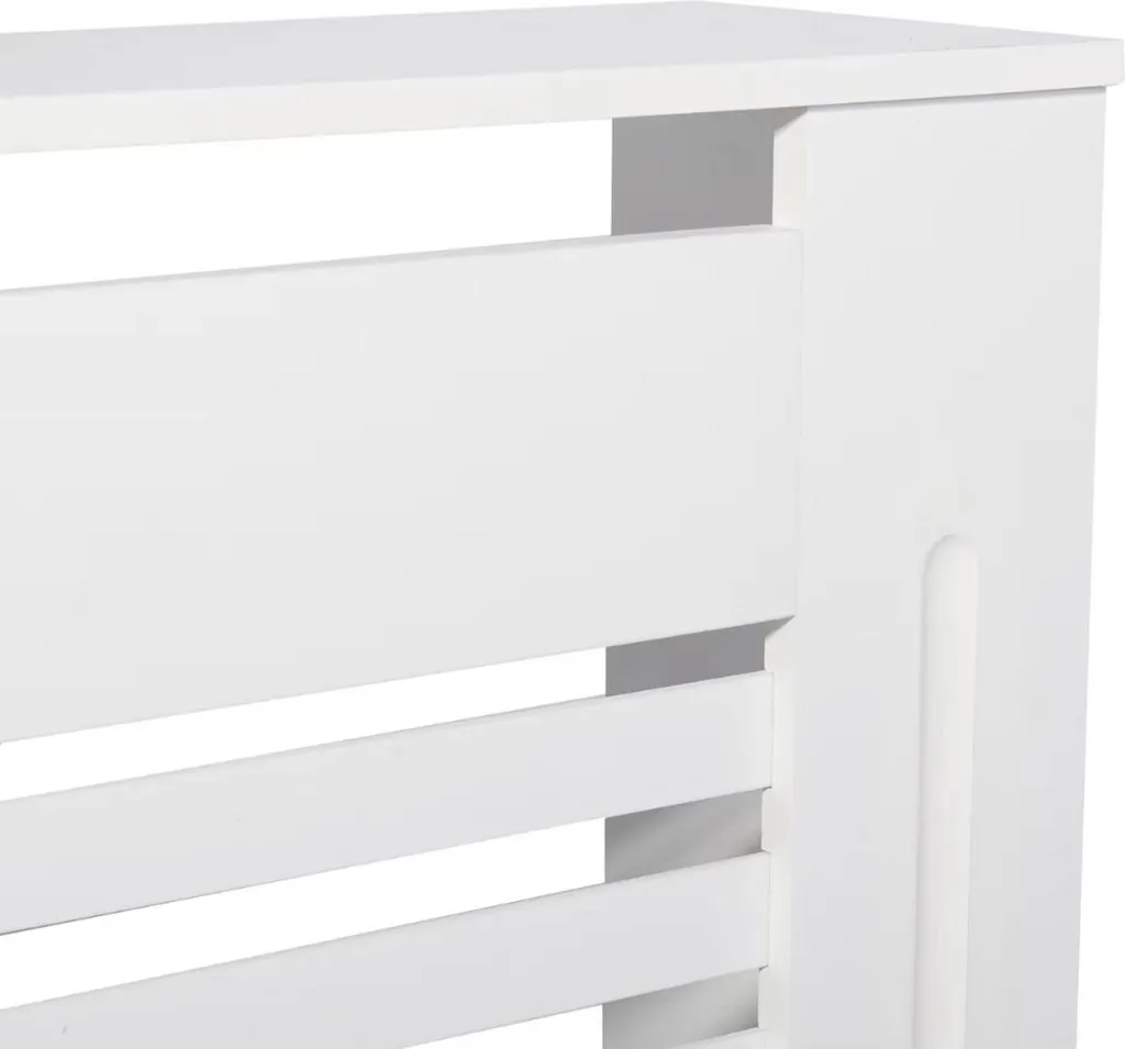 Cache radiateur blanc 111x92 cm - Design à lattes horizontales en MDF
