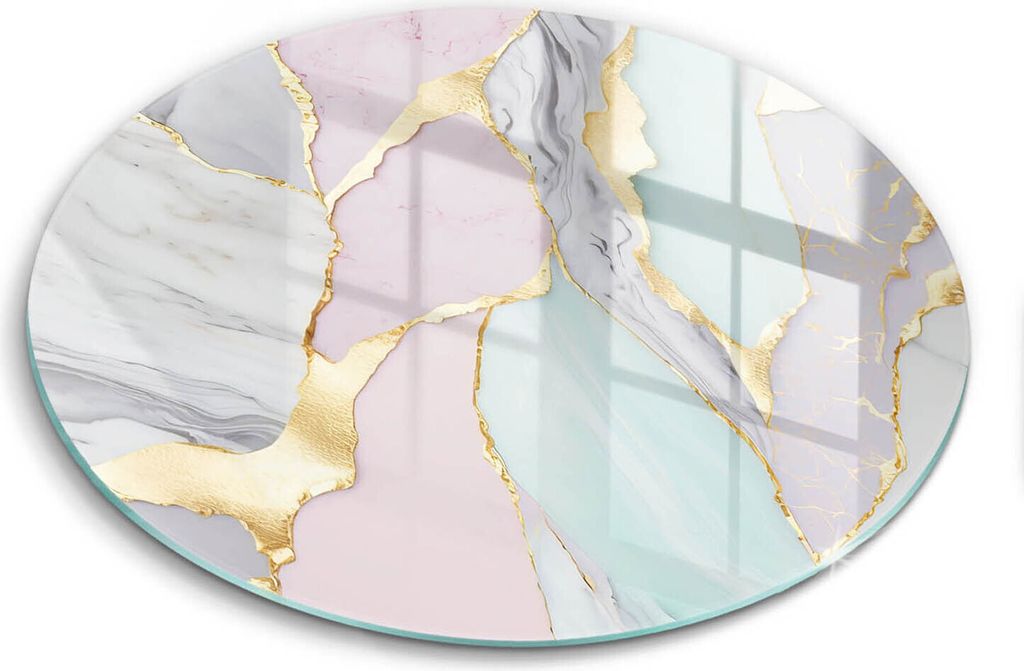 Glasschneideplatte - Herdabdeckplatte - fi30 cm -Schneidebrett - Spritzschutz - Pastellmarmor