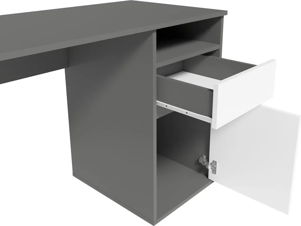 Bureau gain de place COROZAL graphite blanc contre le désordre - 3