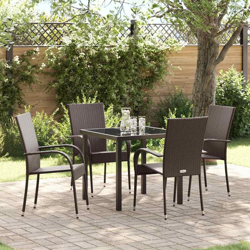 Maison Exclusive - Garten Essgruppe 5 pcs Braun Pulverbeschichteter Stahl