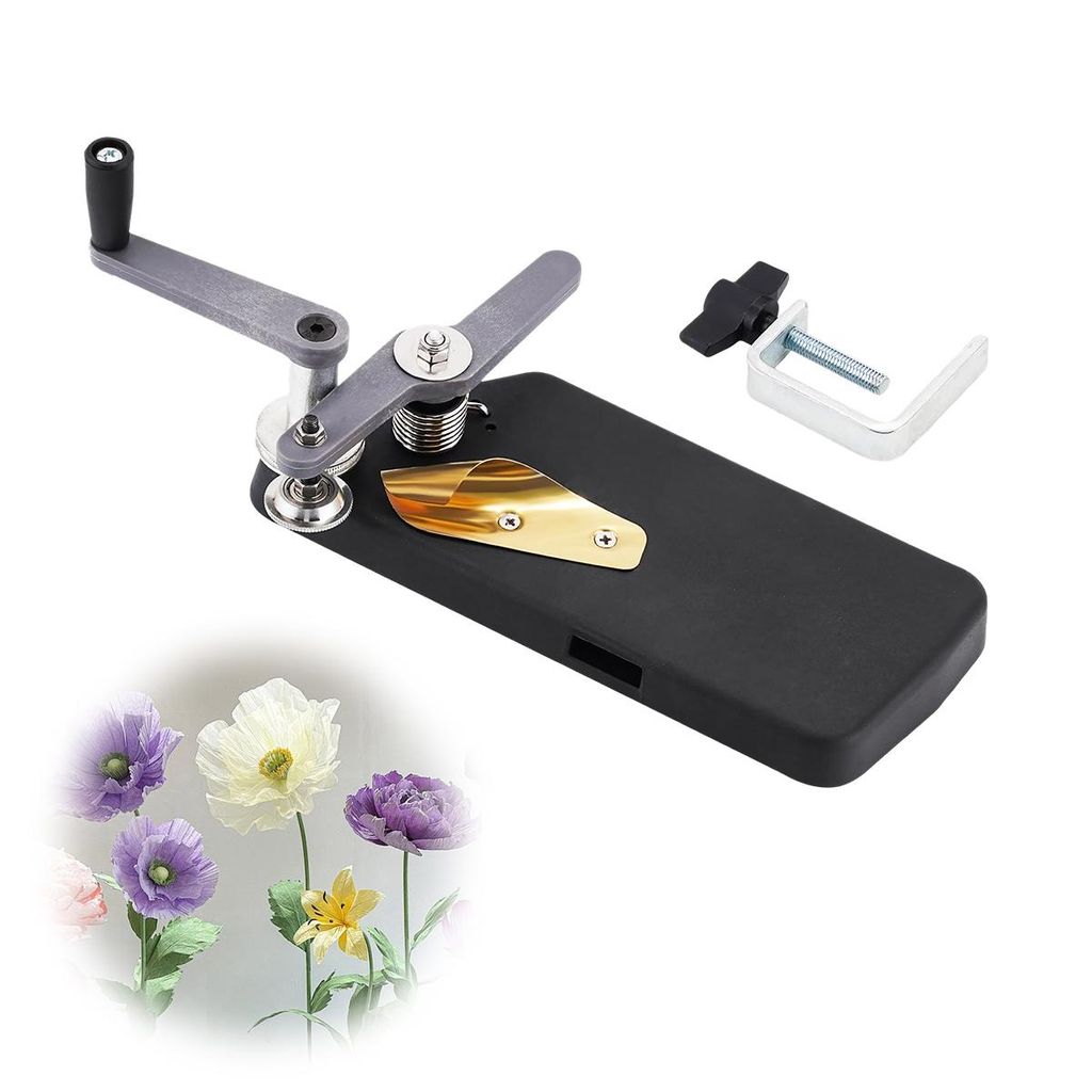 Manuelle Crimpmaschine (feine Zähne): Crimpwerkzeug für 700g Hochzeits-Krepppapier (Blumenmuster), Zubehör: schwarzer Kunststoff, Edelstahl.
