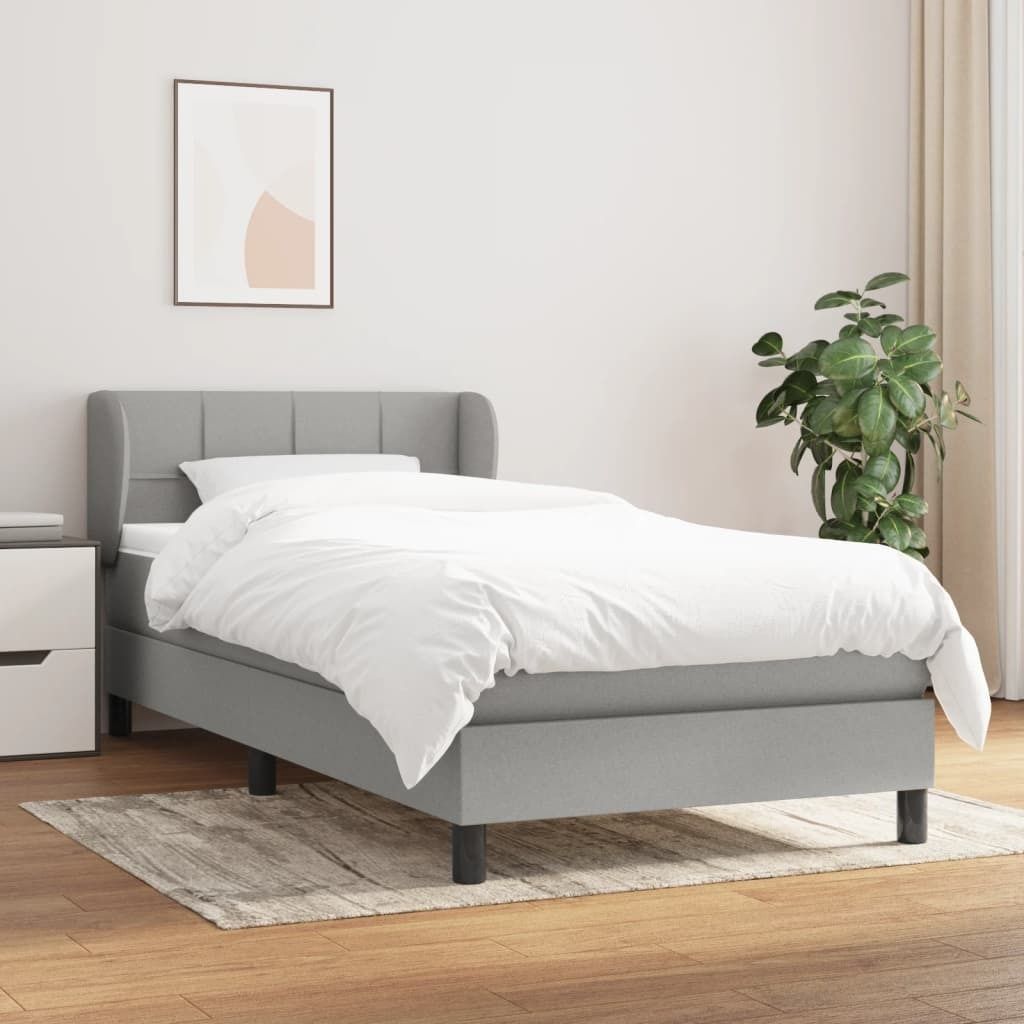 The Living Store Boxspringbett mit Matratze Hellgrau 90x200 cm Stoff