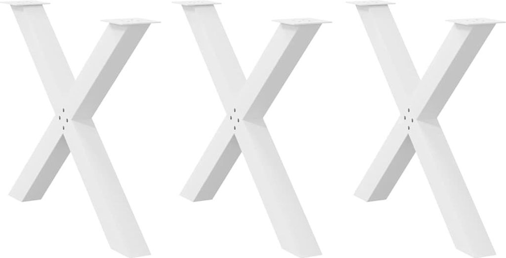Esstischbeine X-Form 3 Stk. Weiß 90x(72-73) cm Stahl