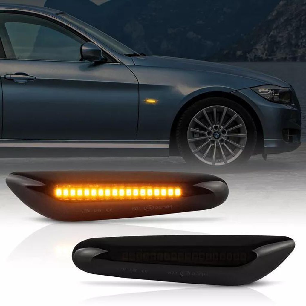 2x LED SEITENBLINKER SCHWARZ SMOKE FÜR BMW 3er E90 E91 E92 Produktbild 