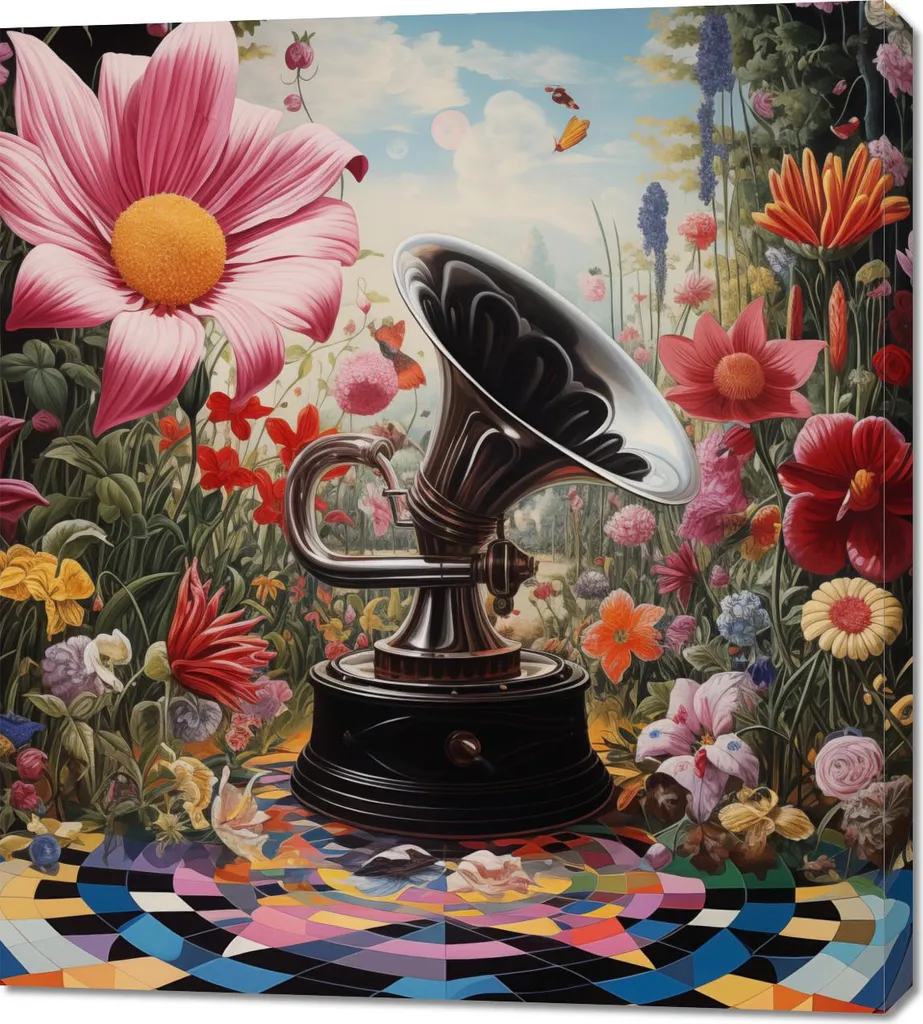 Quadro Vintage 90x100 Fiori e Musica - Un Regalo per l'Anima