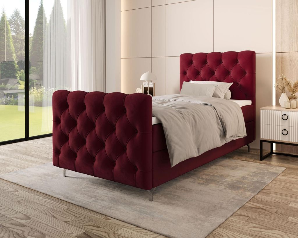 Gepolstertes Boxspringbett 120x200 ADRIA PLUS 2 - rot