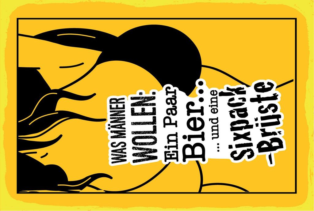 vianmo Blechschild 18x12 cm Männer wollen ein paar Bier und ein Sixpack Brüste