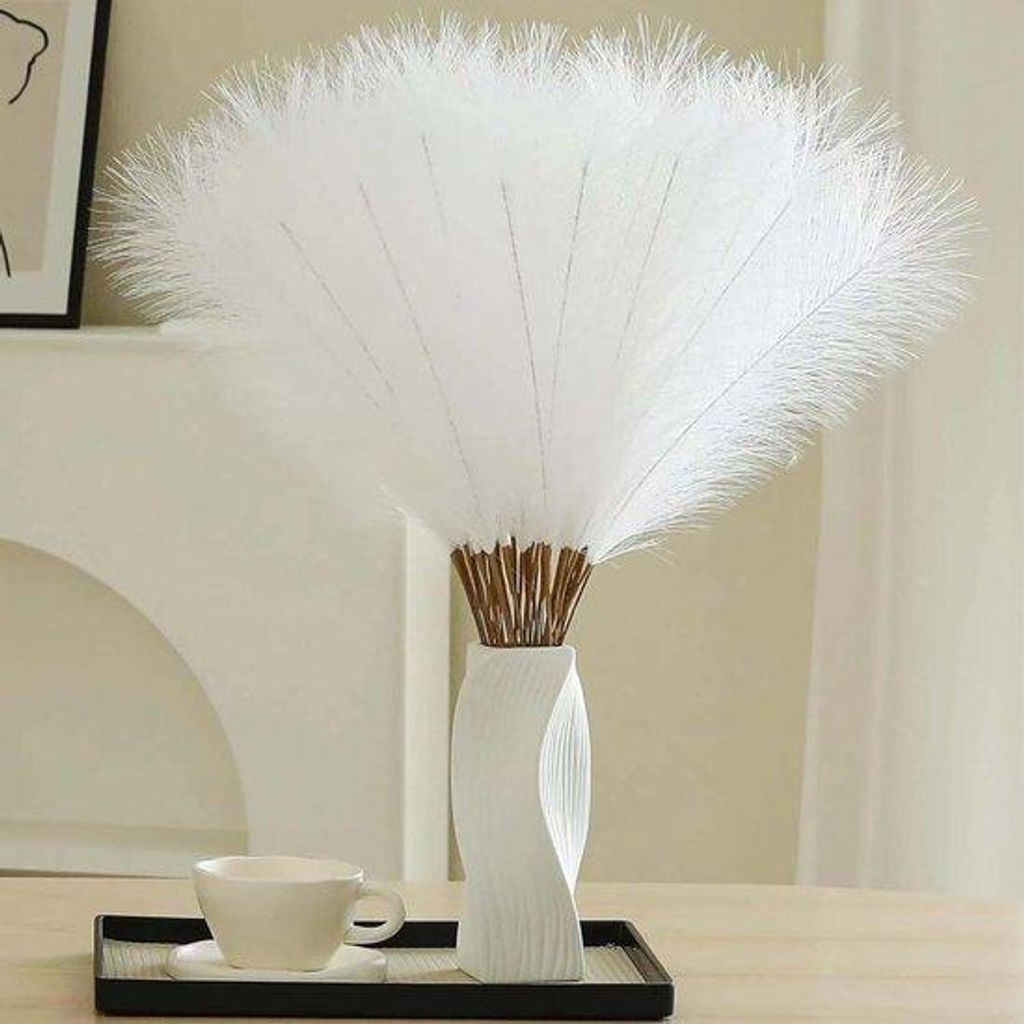 Kunstgedörrtes Pampasgras 55cm weiß Boho Dekoration