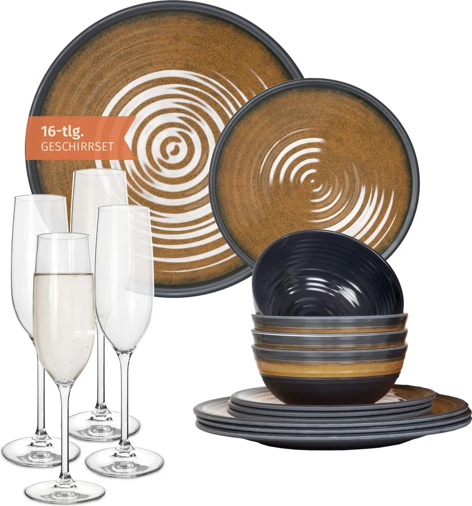 Set di stoviglie turche in melamina, 12 pezzi, senza BPA, servizio per 4 set