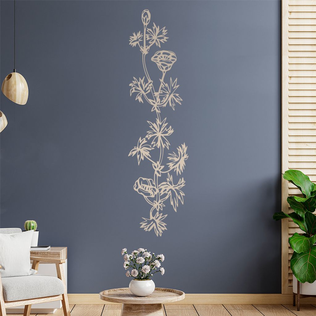 Blumen - Ranken Wandtattoo in 6 Größen - Wandaufkleber Wall Sticker - Dekoration, Küche, Wohnzimmer, Schlafzimmer, Badezimmer