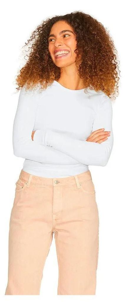 Jack & Jones Freya Rib Jjxx Langarm-t-shirt Weiß XS Frau Weiß XS
