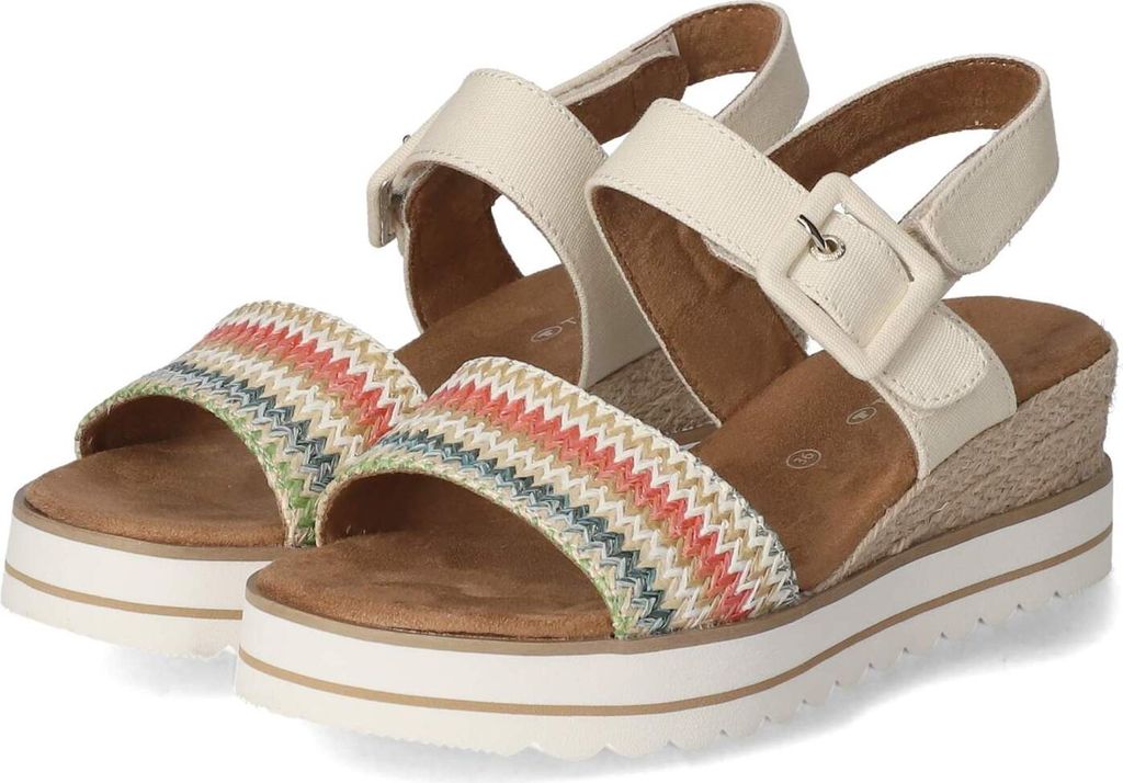 Tom Tailor Damen Keilsandaletten Beige Textil Größe: 41